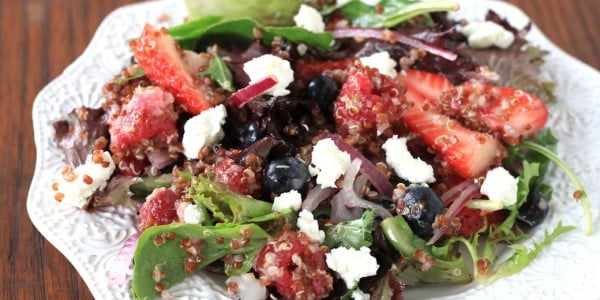 triple berry quinoa and spring green salad