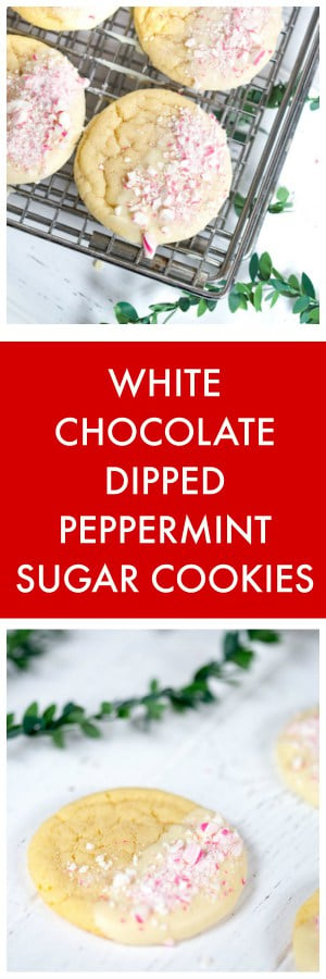 White Chocolate Dipped Peppermint Sugar Cookies | greens & chocolate